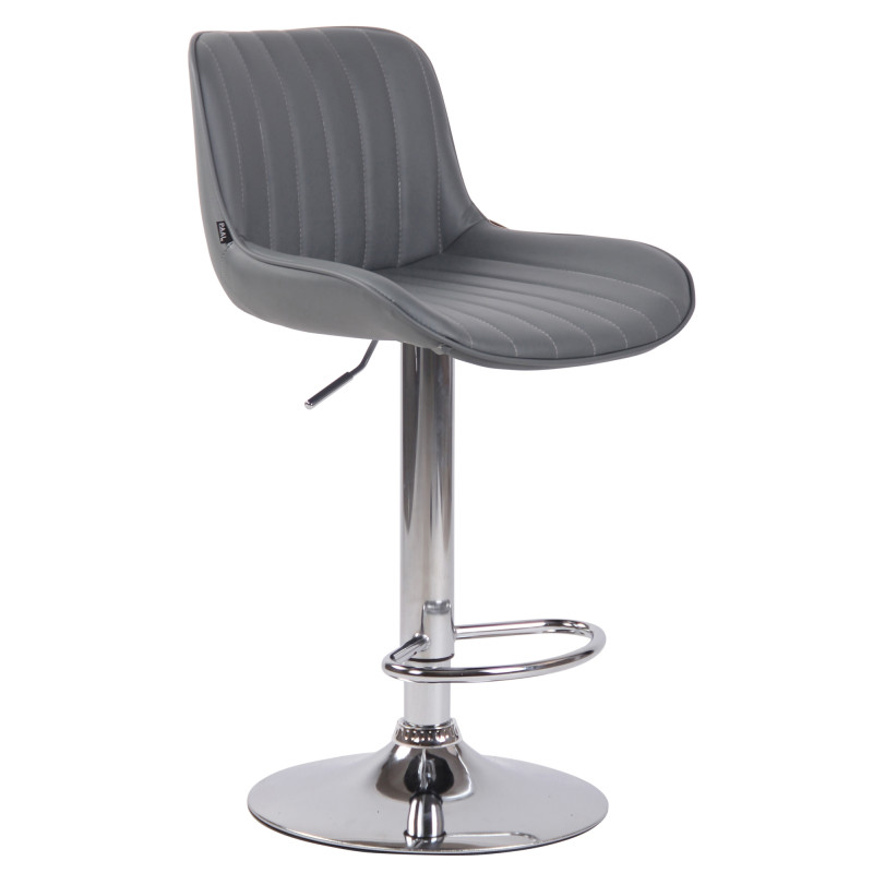 Lot de 2 tabourets de bar Lentini, simili cuir, chrome gris