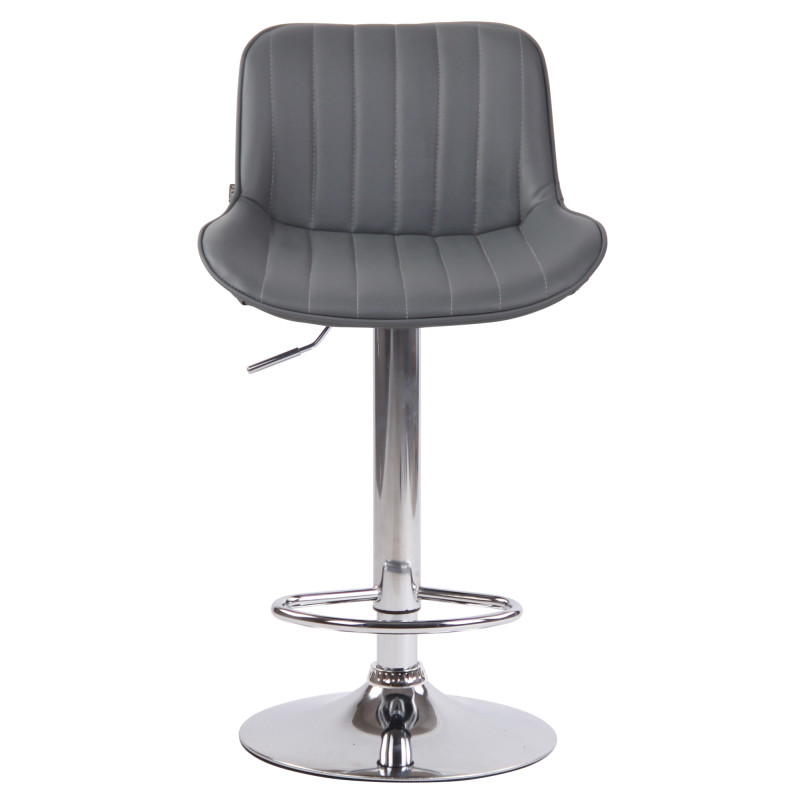 Lot de 2 tabourets de bar Lentini, simili cuir, chrome gris