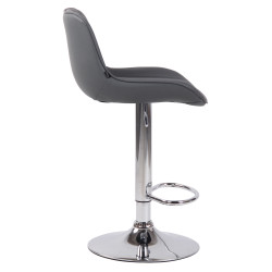 Lot de 2 tabourets de bar Lentini, simili cuir, chrome gris