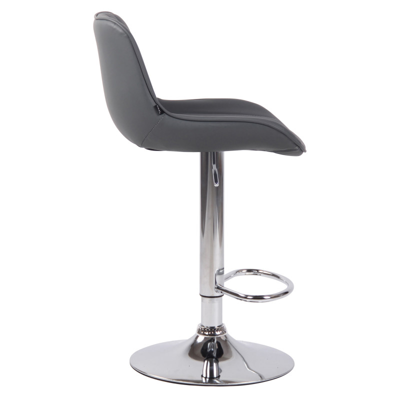 Lot de 2 tabourets de bar Lentini, simili cuir, chrome gris