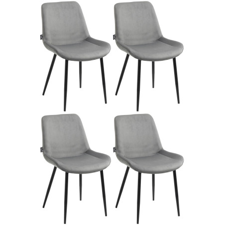 Ensemble de 4 chaises de salle à manger Victoria, velours gris