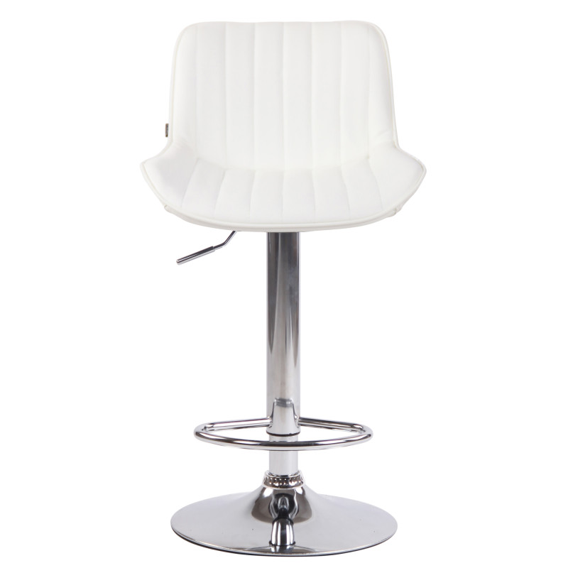 Lot de 2 tabourets de bar Lentini, simili cuir, chrome blanc