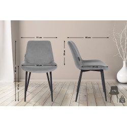 Ensemble de 2 chaises de salle à manger Victoria, velours gris