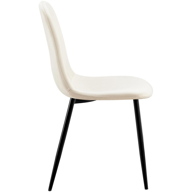 Chaise de salle à manger Baxter en velours blanc crème