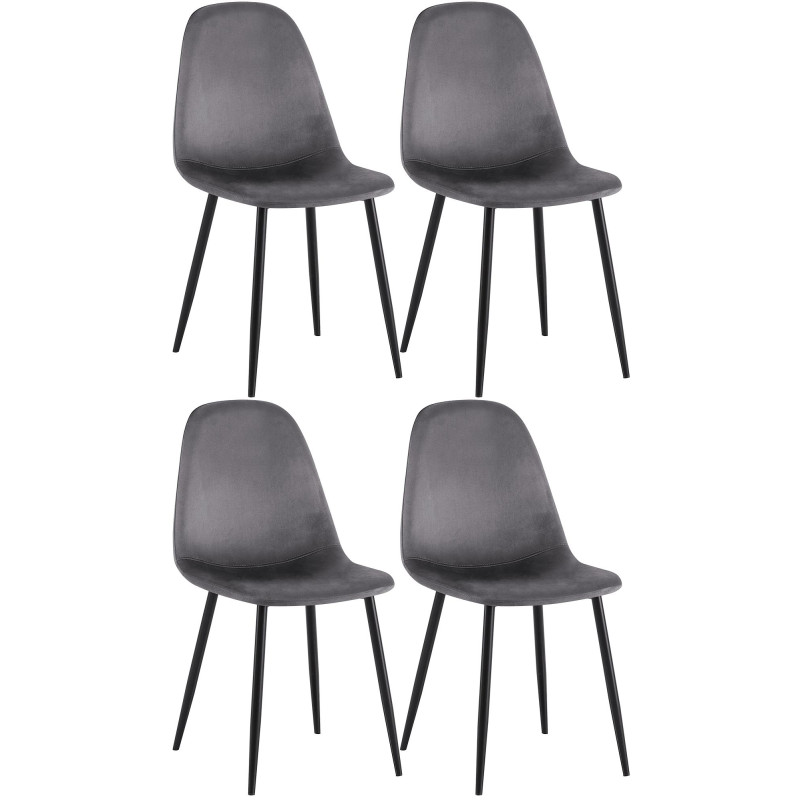 Ensemble de 4 chaises de salle à manger Napier en velours gris foncé