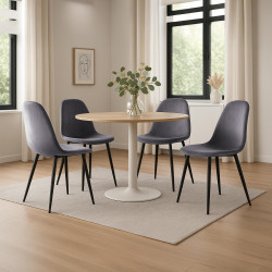 Ensemble de 4 chaises de salle à manger Napier en velours gris foncé
