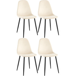Ensemble de 4 chaises de salle à manger Napier en velours crème