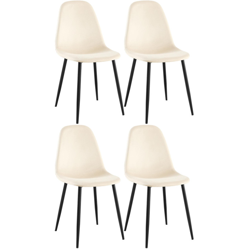 Ensemble de 4 chaises de salle à manger Napier en velours crème