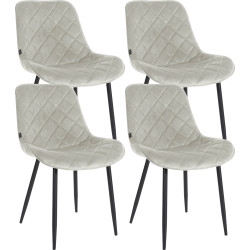 Ensemble de 4 chaises Springs en velours crème