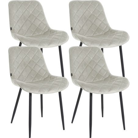 Ensemble de 4 chaises Springs en velours crème