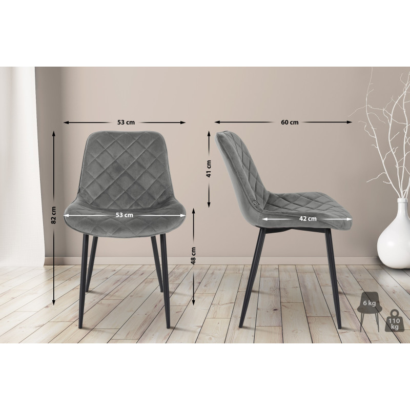 Ensemble de 4 chaises Springs en velours gris
