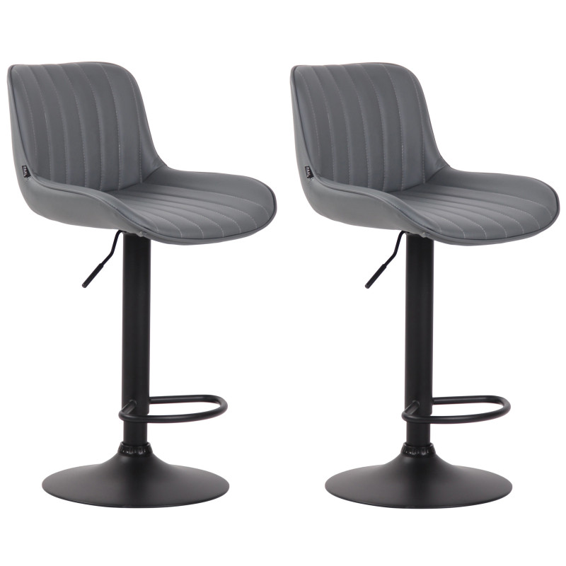 Lot de 2 tabourets de bar Lentini, simili cuir gris