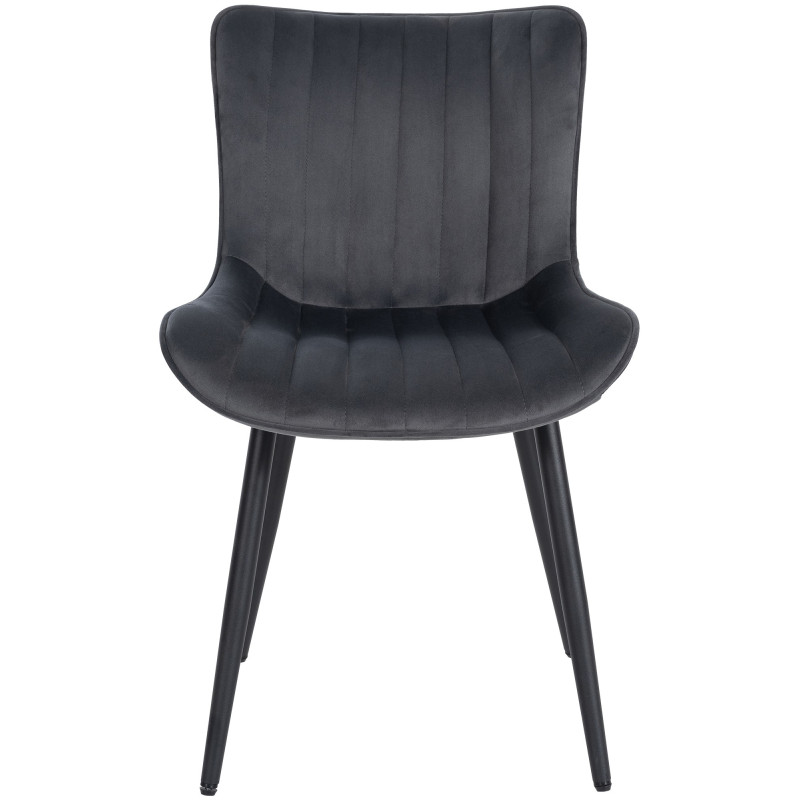 Ensemble de 2 fauteuils Largo, velours, gris foncé