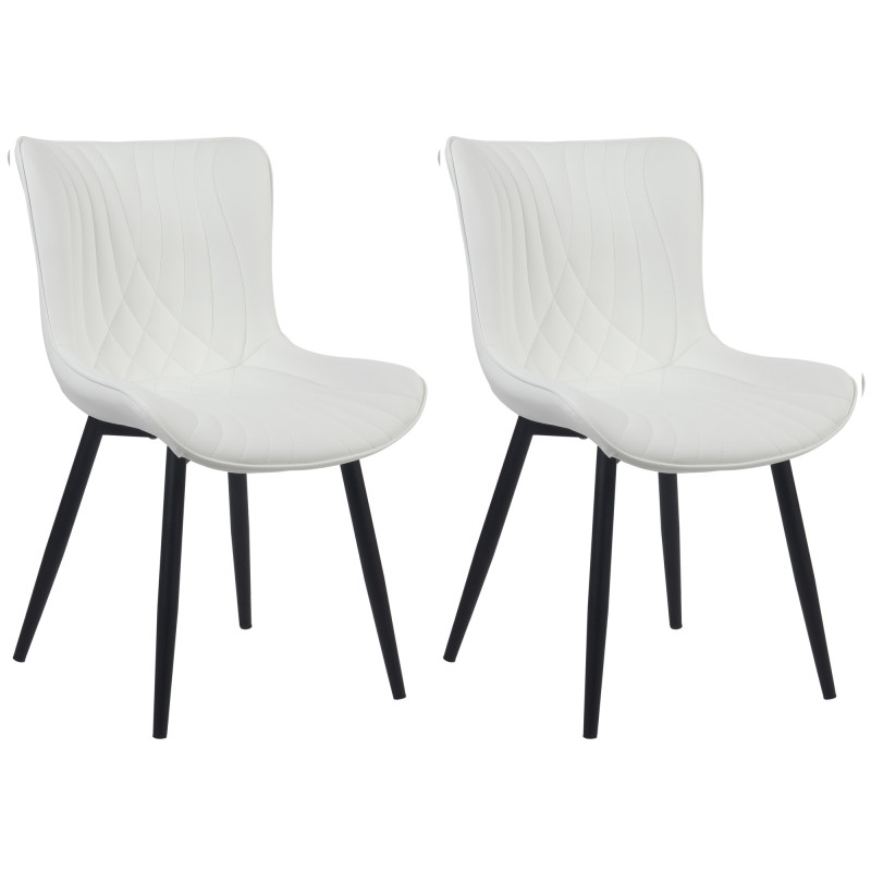 Ensemble de 2 chaises Brady, similicuir, blanches