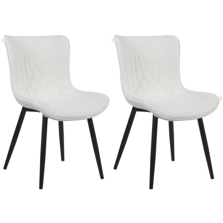 Ensemble de 2 chaises Brady, similicuir, blanches