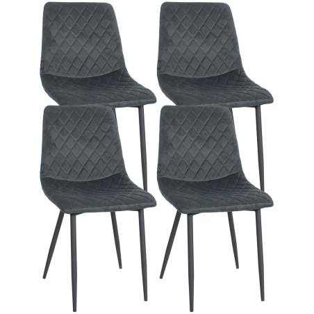 Ensemble de 4 chaises Telde en velours gris foncé