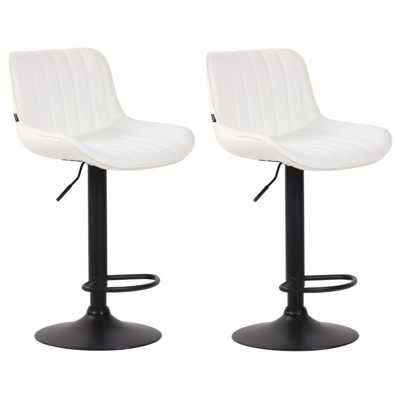 Lot de 2 tabourets de bar Lentini, simili cuir blanc