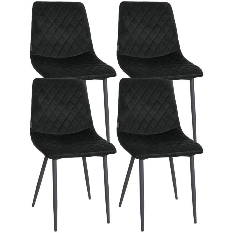 Ensemble de 4 chaises Telde en velours noir