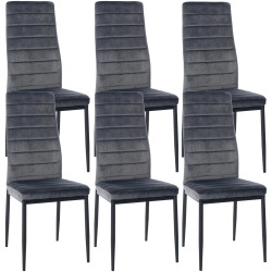 Ensemble de 6 chaises de salle à manger Mayfair en velours gris