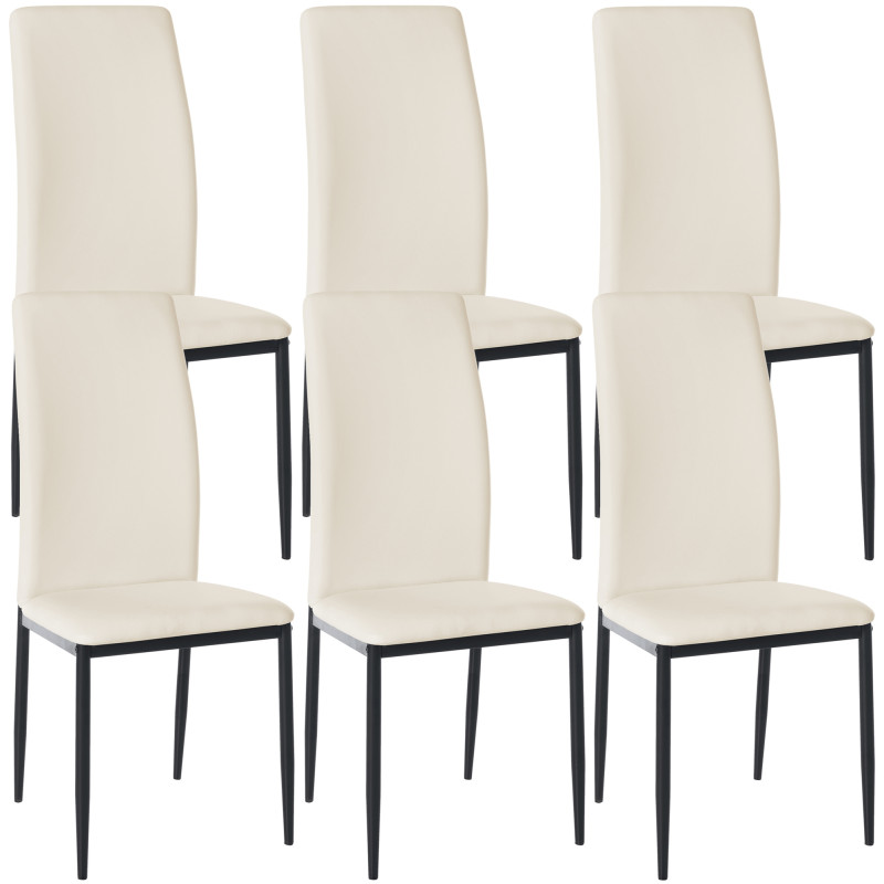 Ensemble de 6 chaises de salle à manger Savino, similicuir, crème