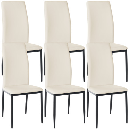 Ensemble de 6 chaises de salle à manger Savino, similicuir, crème