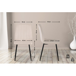 Ensemble de 4 chaises en velours crème Dijon