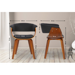 Ensemble de 2 chaises Bruce, tissu noyer/noir