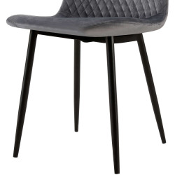 Ensemble de 4 chaises Giverny en velours gris foncé