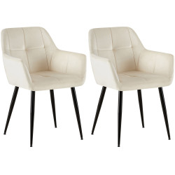 Ensemble de 2 chaises de salle à manger Emia en velours crème