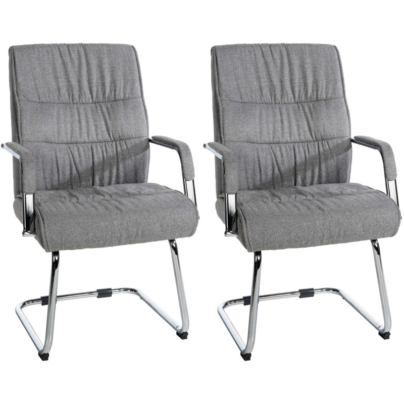 Ensemble de 2 chaises visiteurs Sievert, tissu, gris clair