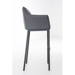 Tabouret de bar Damaso B avec piètement à 4 pieds gris
