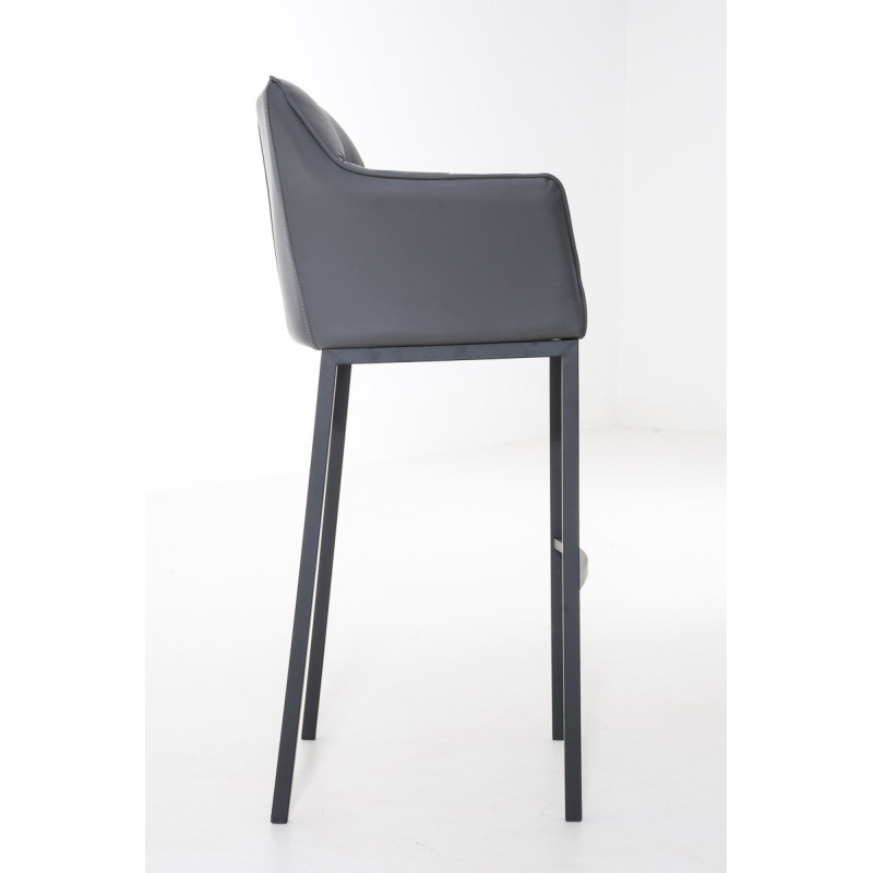 Tabouret de bar Damaso B avec structure à 4 pieds gris