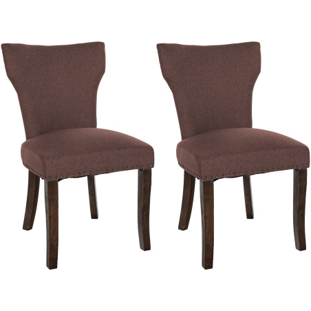 Ensemble de 2 chaises de salle à manger Zadar, tissu marron foncé antique