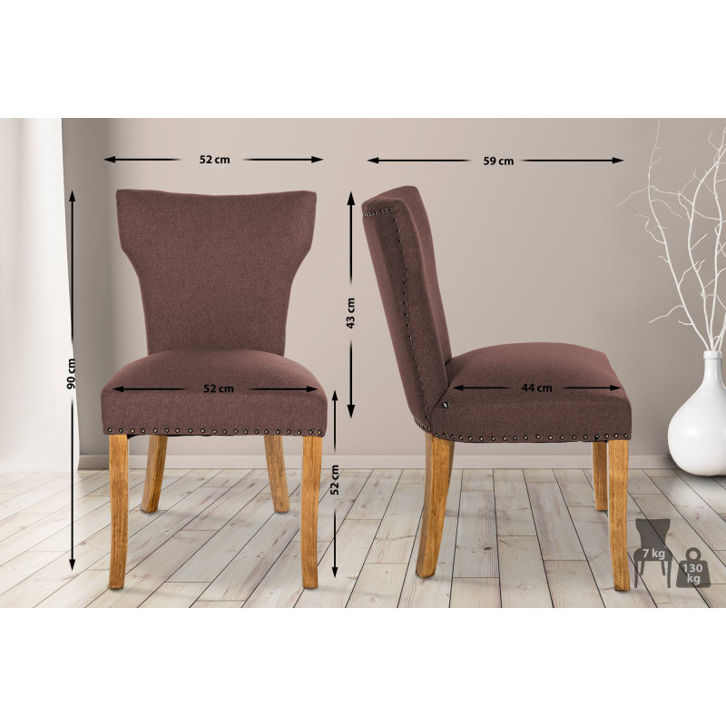 Ensemble de 2 chaises de salle à manger Zadar, tissu marron clair antique