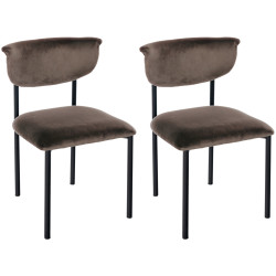 Ensemble de 2 chaises visiteurs Gambell, velours, marron