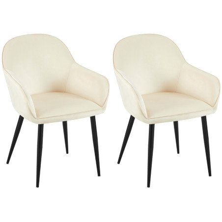 Ensemble de 2 chaises de salle à manger Boise en velours crème