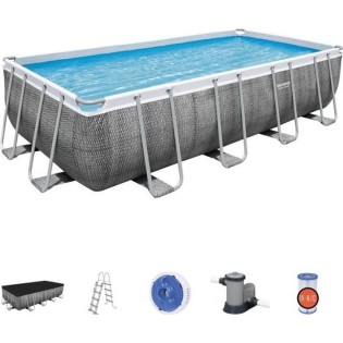 Kit Piscine hors sol tubulaire BESTWAY Power Steelô - 549 x 274 x 122 cm - Rectangulaire (Avec pompe, échelle, b‚che)