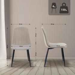 Ensemble de 4 chaises de salle à manger Baxter en velours gris