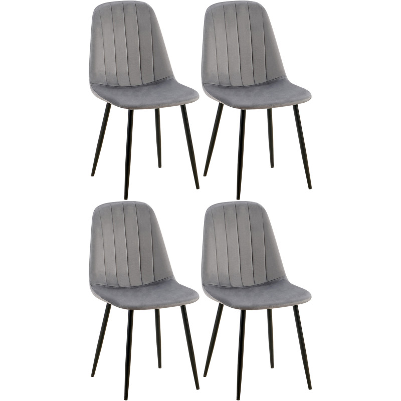 Ensemble de 4 chaises de salle à manger Baxter en velours gris foncé