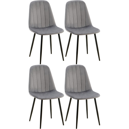 Ensemble de 4 chaises de salle à manger Baxter en velours gris foncé