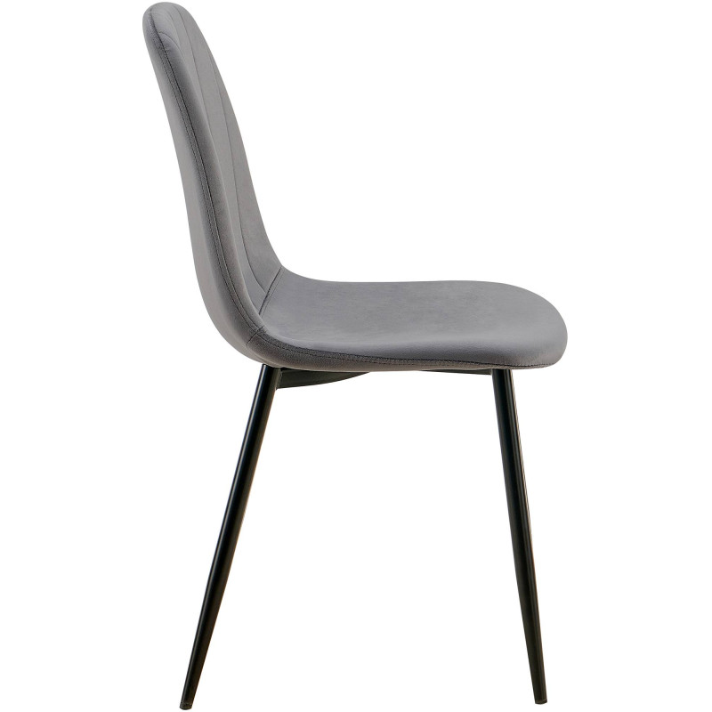 Ensemble de 4 chaises de salle à manger Baxter en velours gris foncé