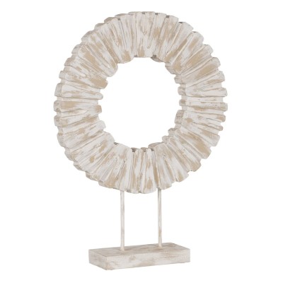 Sculpture Blanc Beige Bois de manguier 45 x 10 x 59 cm