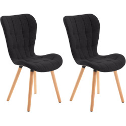 Ensemble de 2 chaises Elda, tissu noir