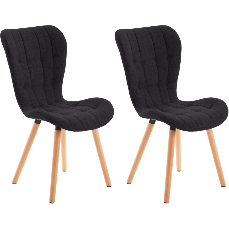 Ensemble de 2 chaises Elda, tissu noir