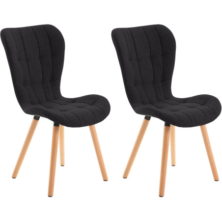 Ensemble de 2 chaises Elda, tissu noir