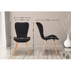 Ensemble de 2 chaises Elda, tissu noir