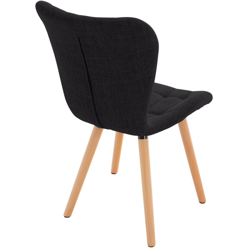 Set de 2 sillas de comedor Elda Negro,Tela