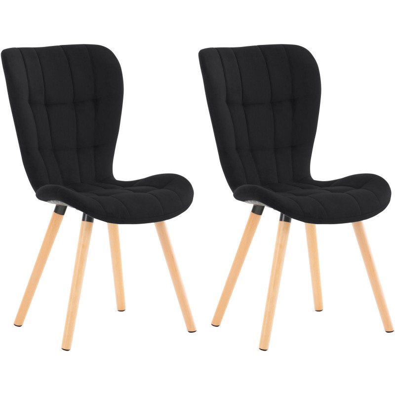 Ensemble de 2 chaises Elda en velours noir