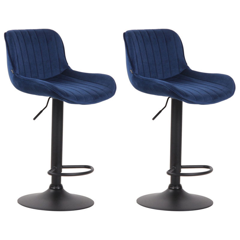 Lot de 2 tabourets de bar Lentini en velours bleu