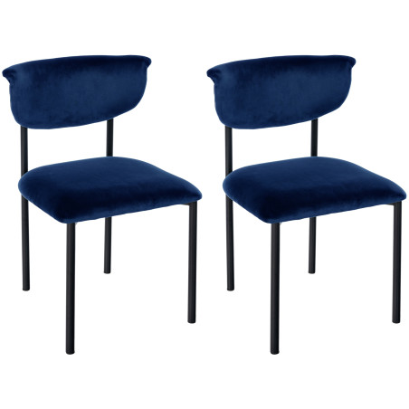 Ensemble de 2 chaises visiteurs Gambell en velours bleu foncé